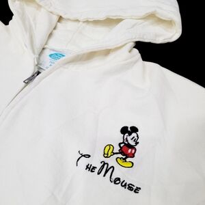 Disney Mickey Mouse White Zip Up Jacket Hoodie Size: M